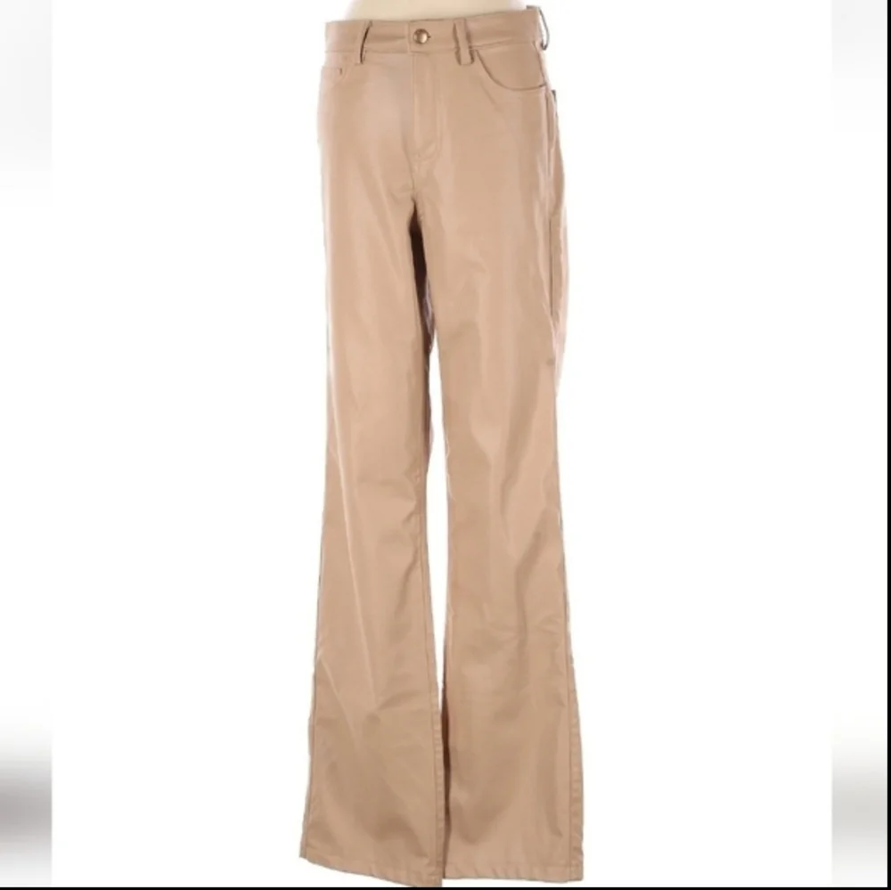ZARA * STRAIGHT LEG FAUX LEATHER PANTS Tan Size 4